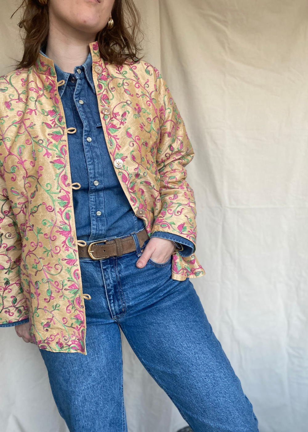 Viscose embroidered jasje/vest - maat M/L