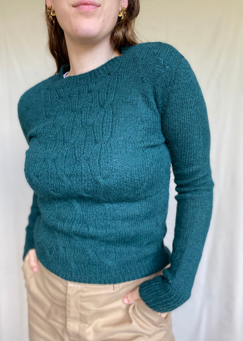 Donkergroen dames mohair trui - maat S/M