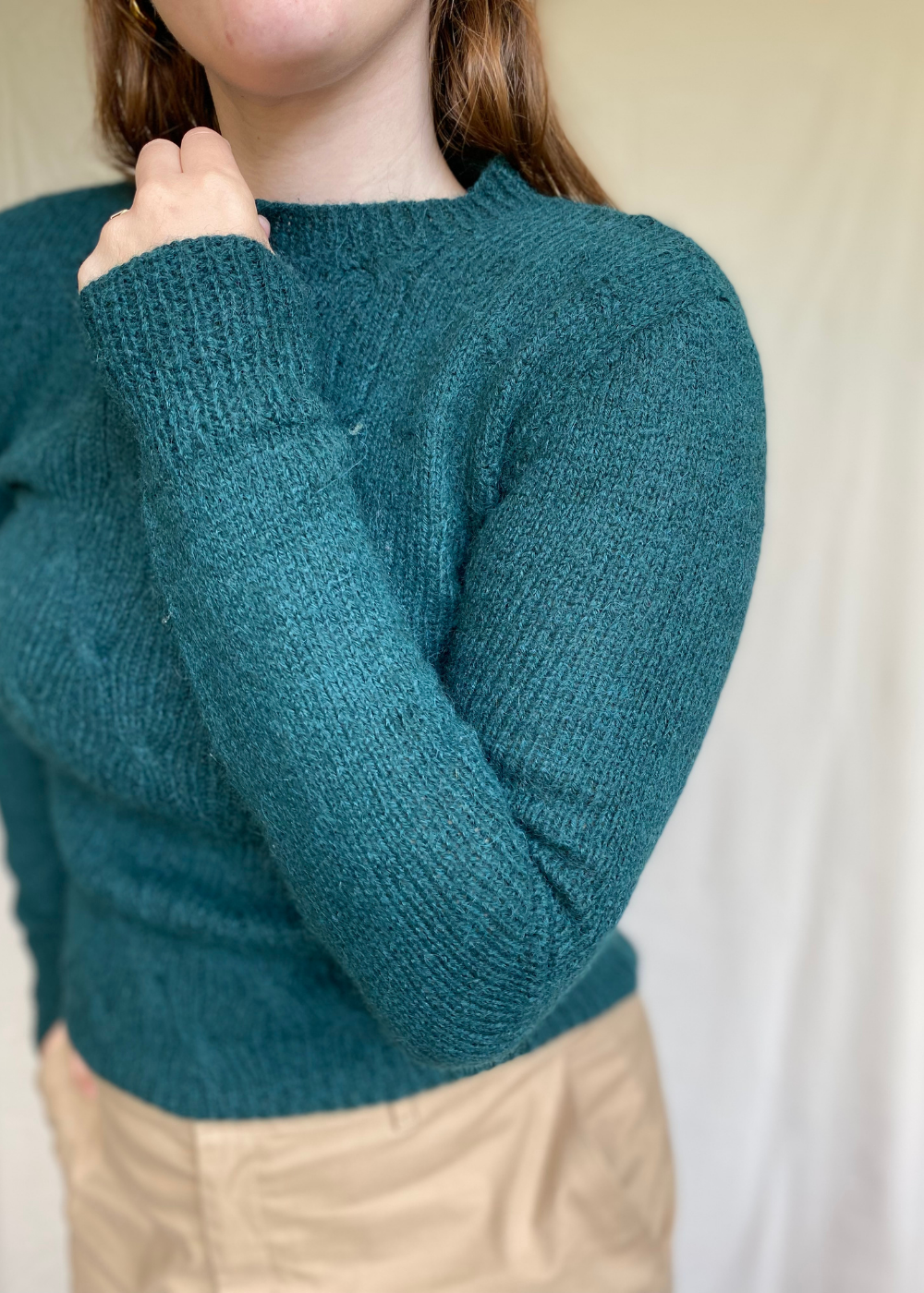 Donkergroen dames mohair trui - maat S/M
