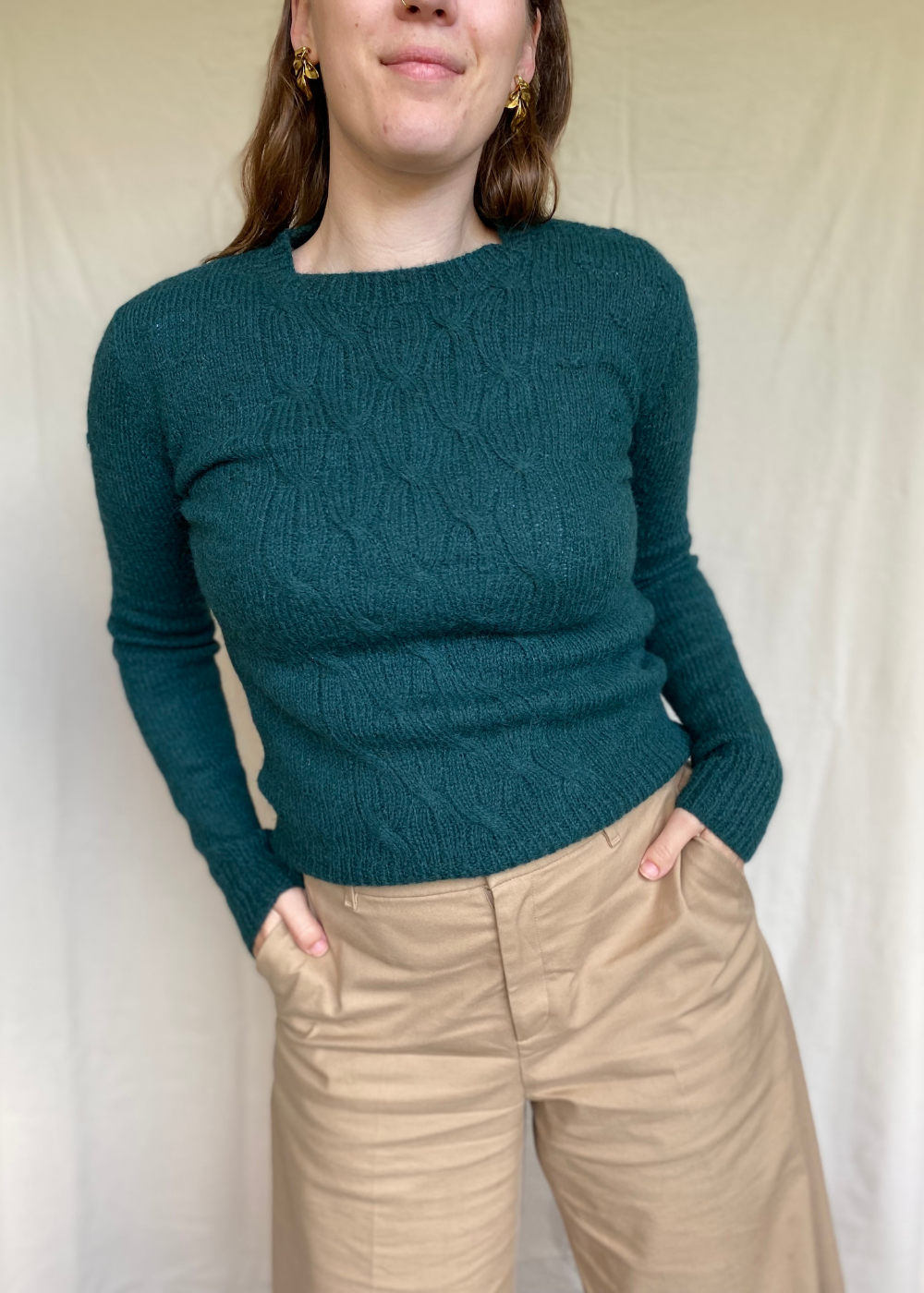 Donkergroen dames mohair trui - maat S/M