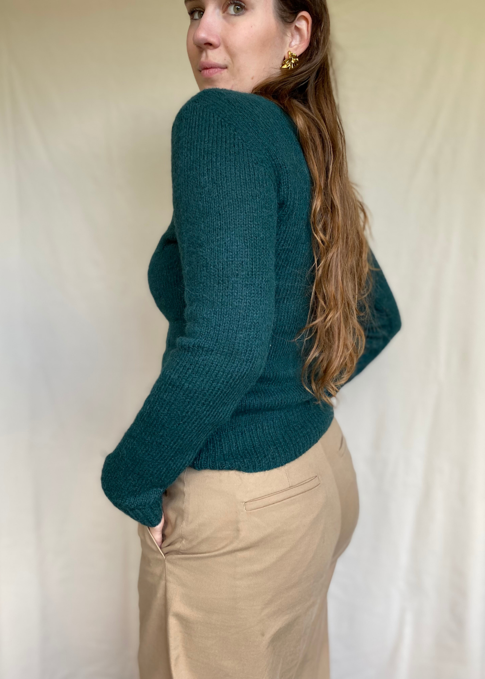 Donkergroen dames mohair trui - maat S/M