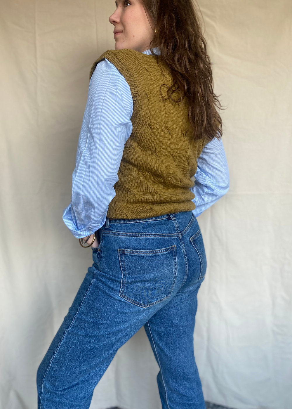 Mosterd groen spencer - maat S/M