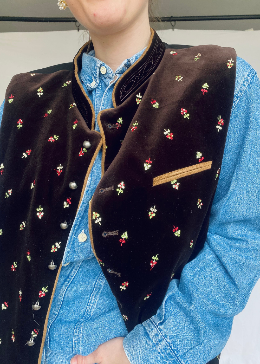 Bruin velvet gilet - m/l/xl