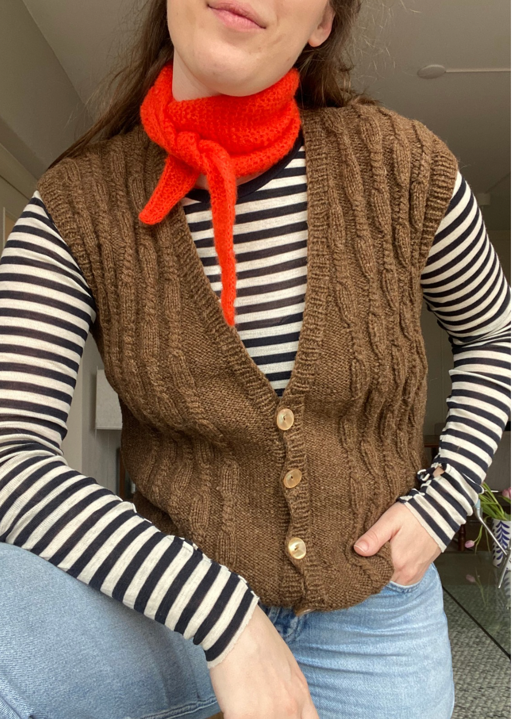 Oranje mohair sjaaltje