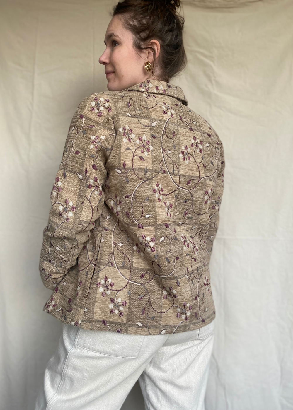 Beige geweven blazer/jas - maat M/L