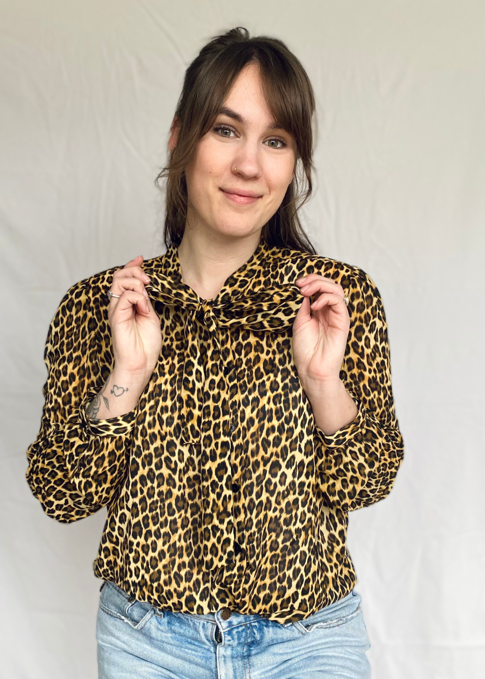 Katoenen panter blouse - m/l