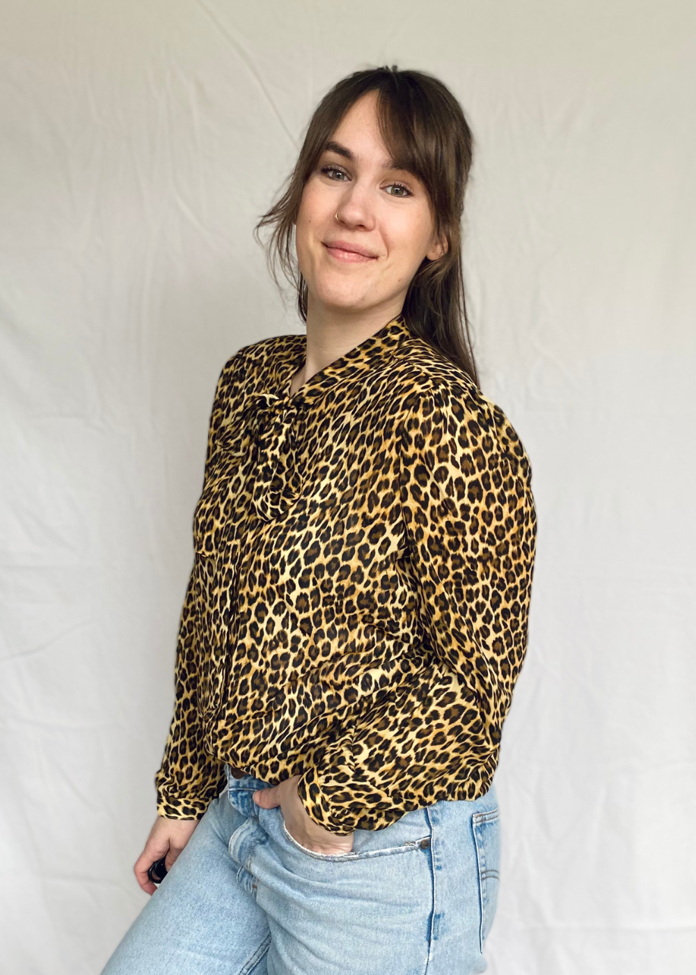Katoenen panter blouse - m/l