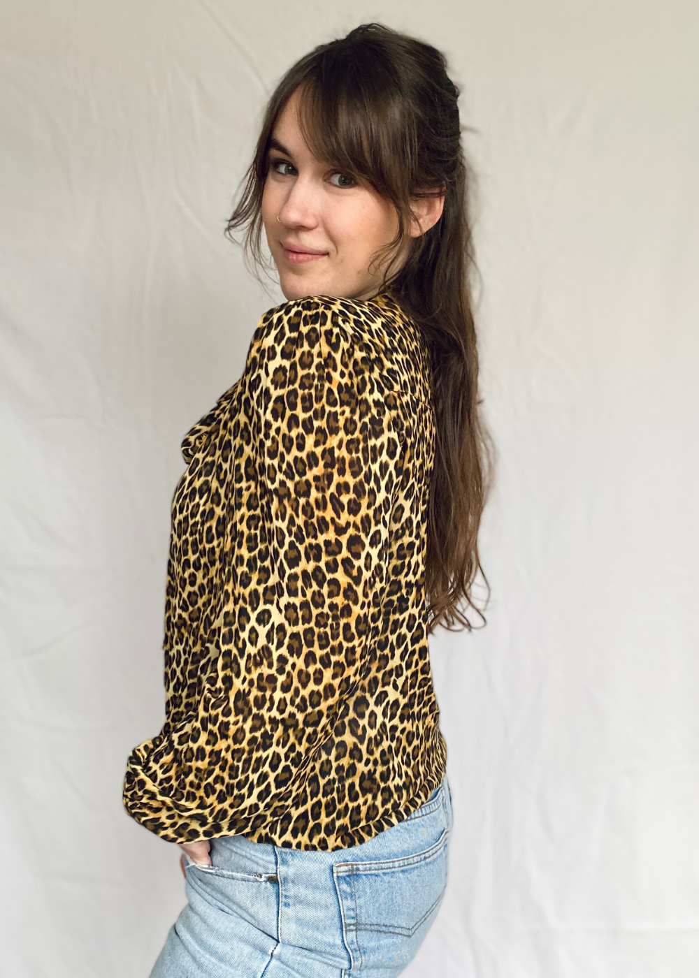 Katoenen panter blouse - m/l