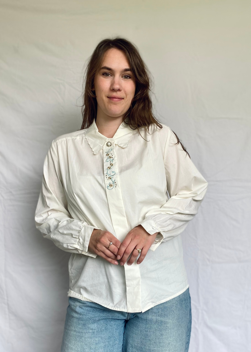 Romantische blouse met borduursels - l/xl