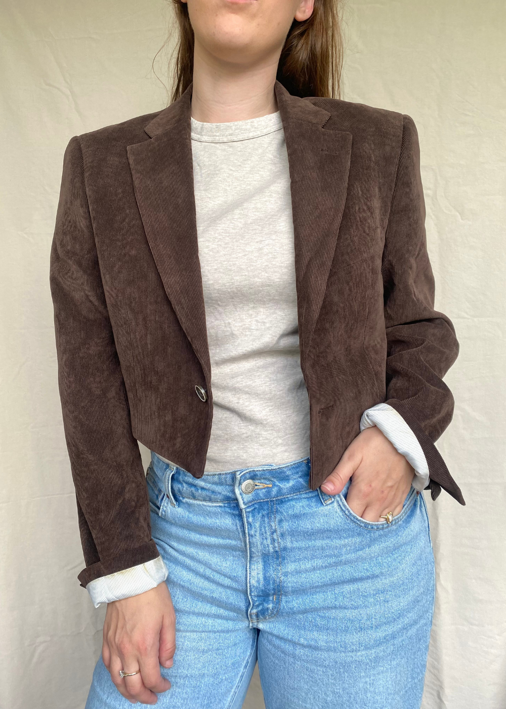 Cropped bruine blazer - maat M/L