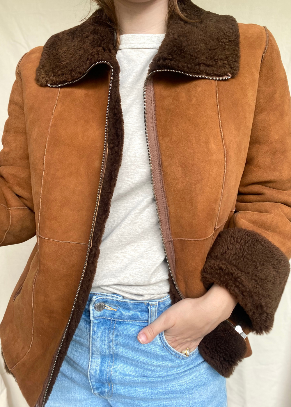 Faux fur lammy coat - maat S/M