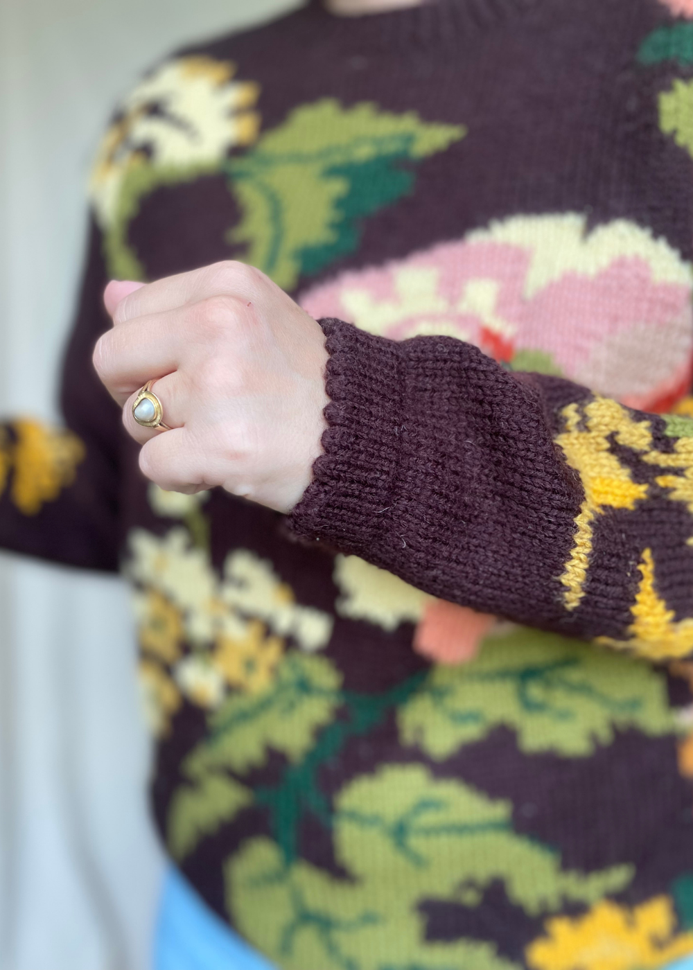 Wollen trui met bloemen - maat M/L