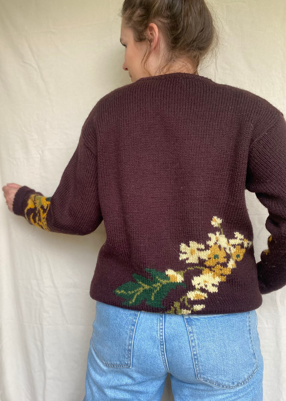 Wollen trui met bloemen - maat M/L