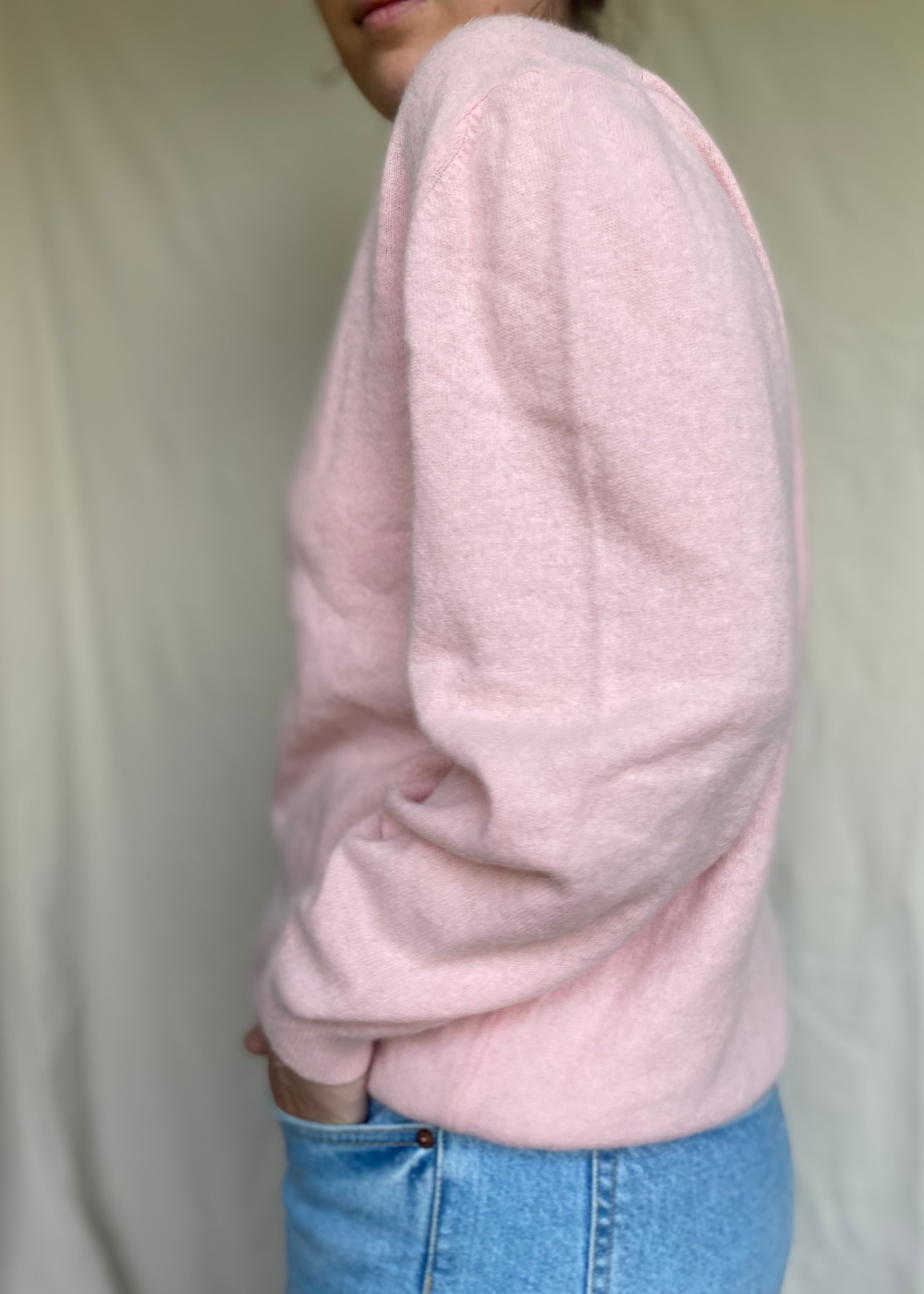Lichtroze mohair trui - maat M/L