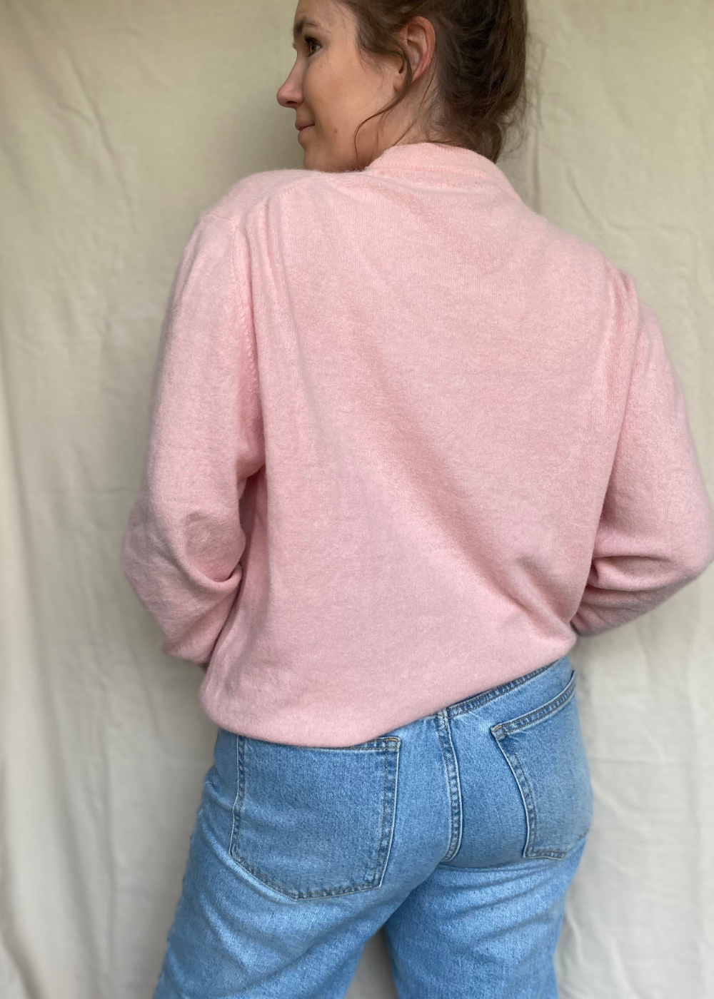 Lichtroze mohair trui - maat M/L