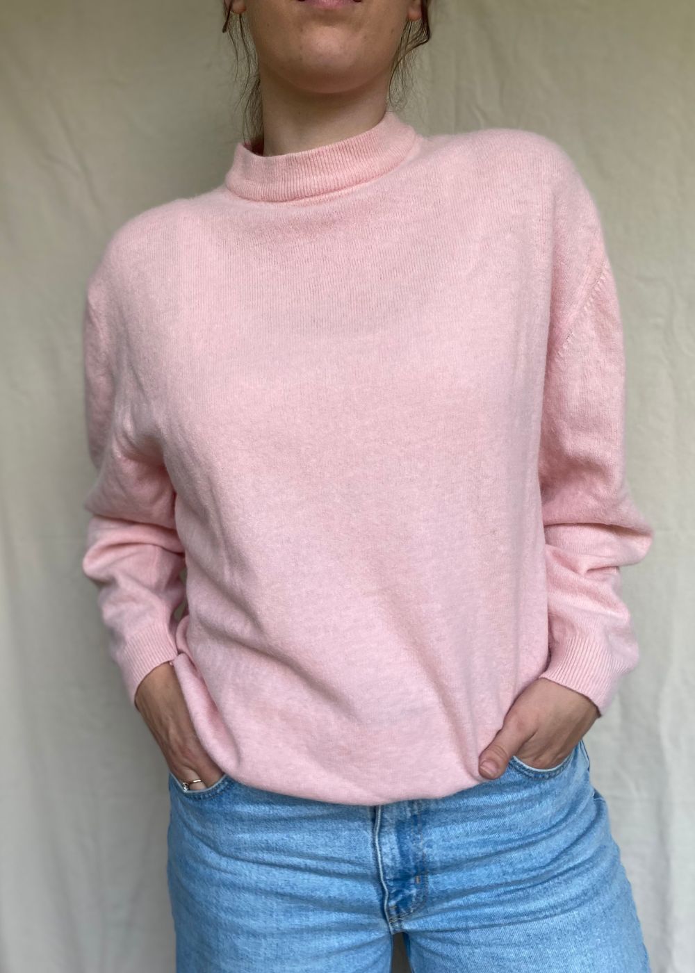 Lichtroze mohair trui - maat M/L