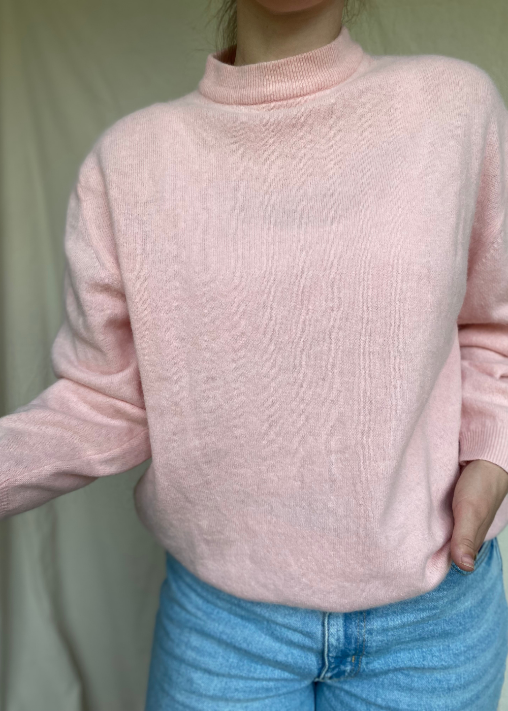 Lichtroze mohair trui - maat M/L