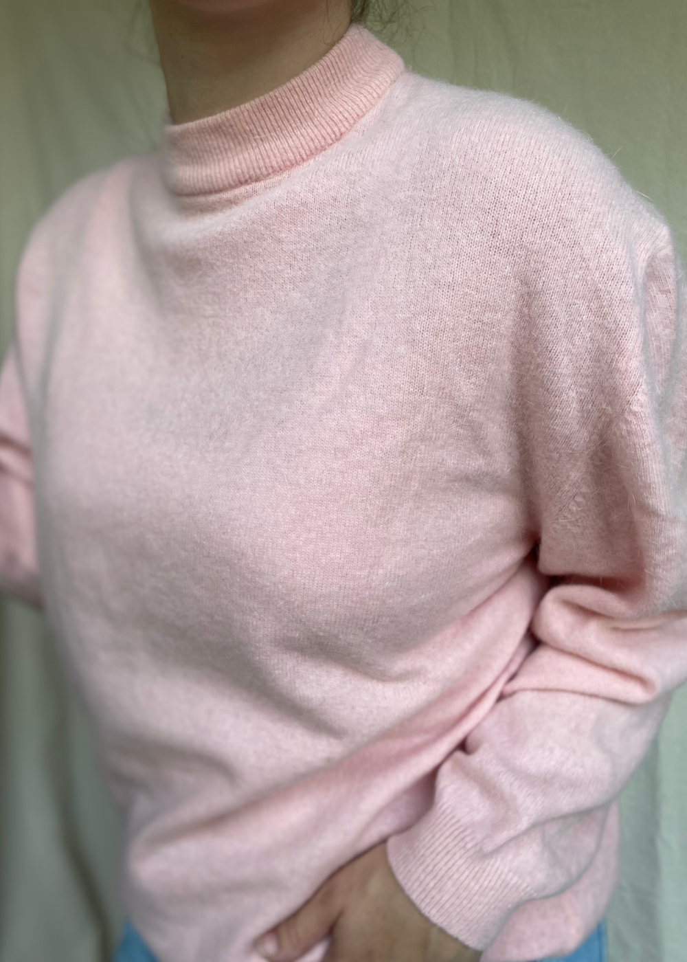 Lichtroze mohair trui - maat M/L