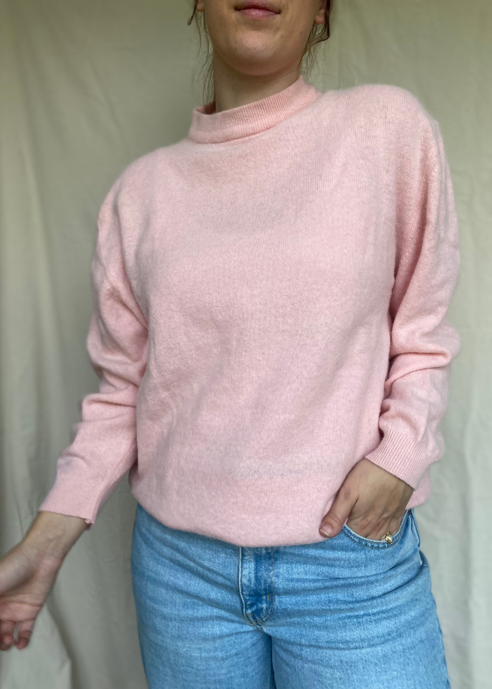 Lichtroze mohair trui - maat M/L