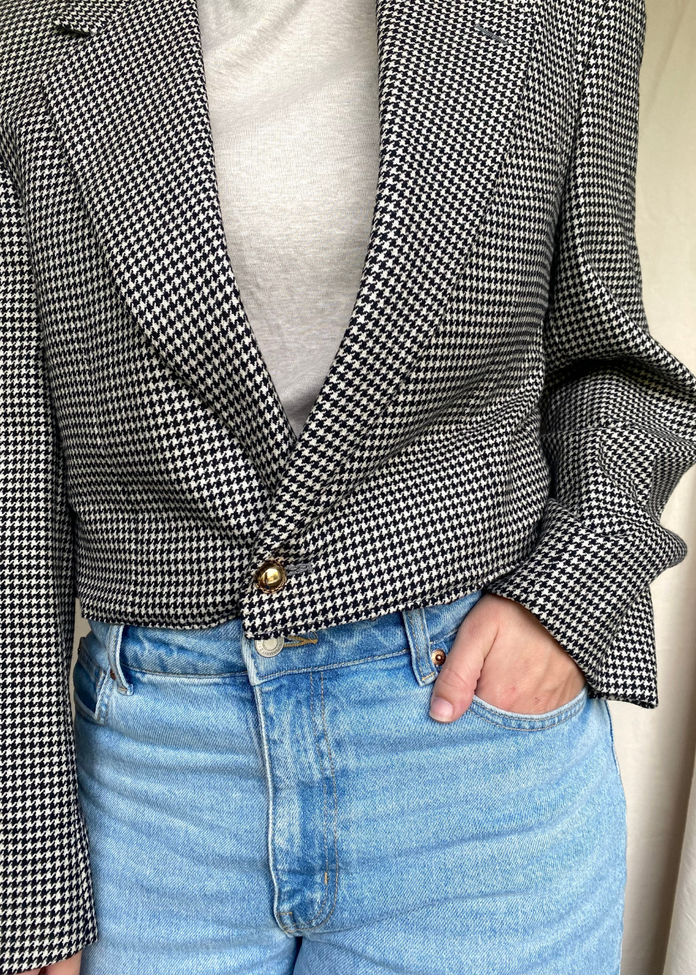 Remade - pied-de-poule zwart/wit blazer - maat L/XL