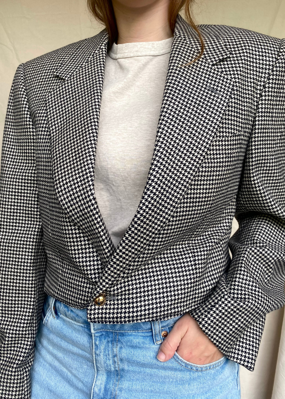 Remade - pied-de-poule zwart/wit blazer - maat L/XL