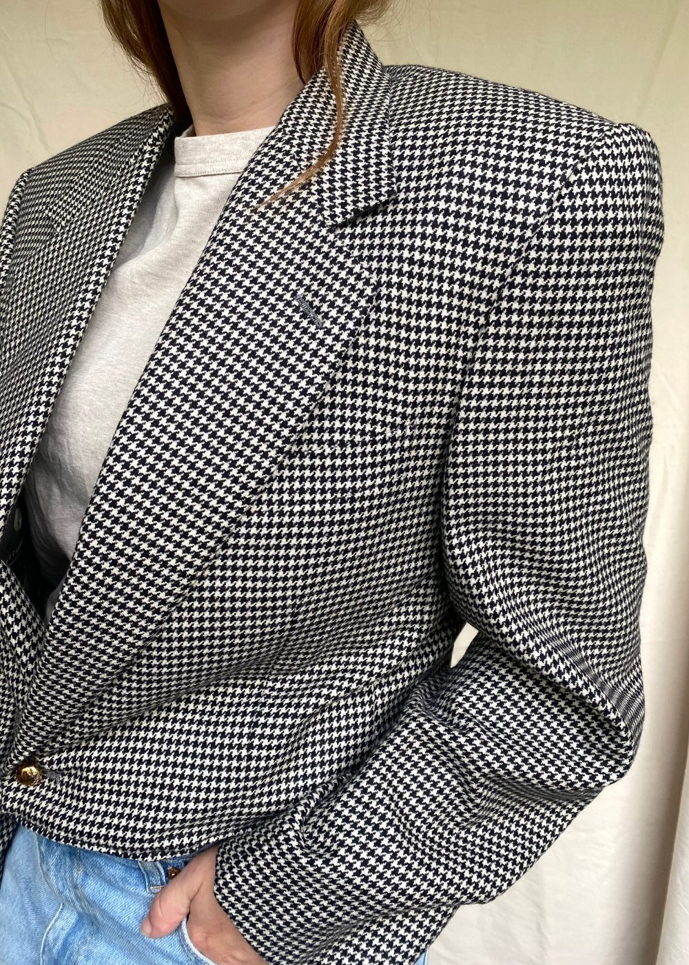 Remade - pied-de-poule zwart/wit blazer - maat L/XL