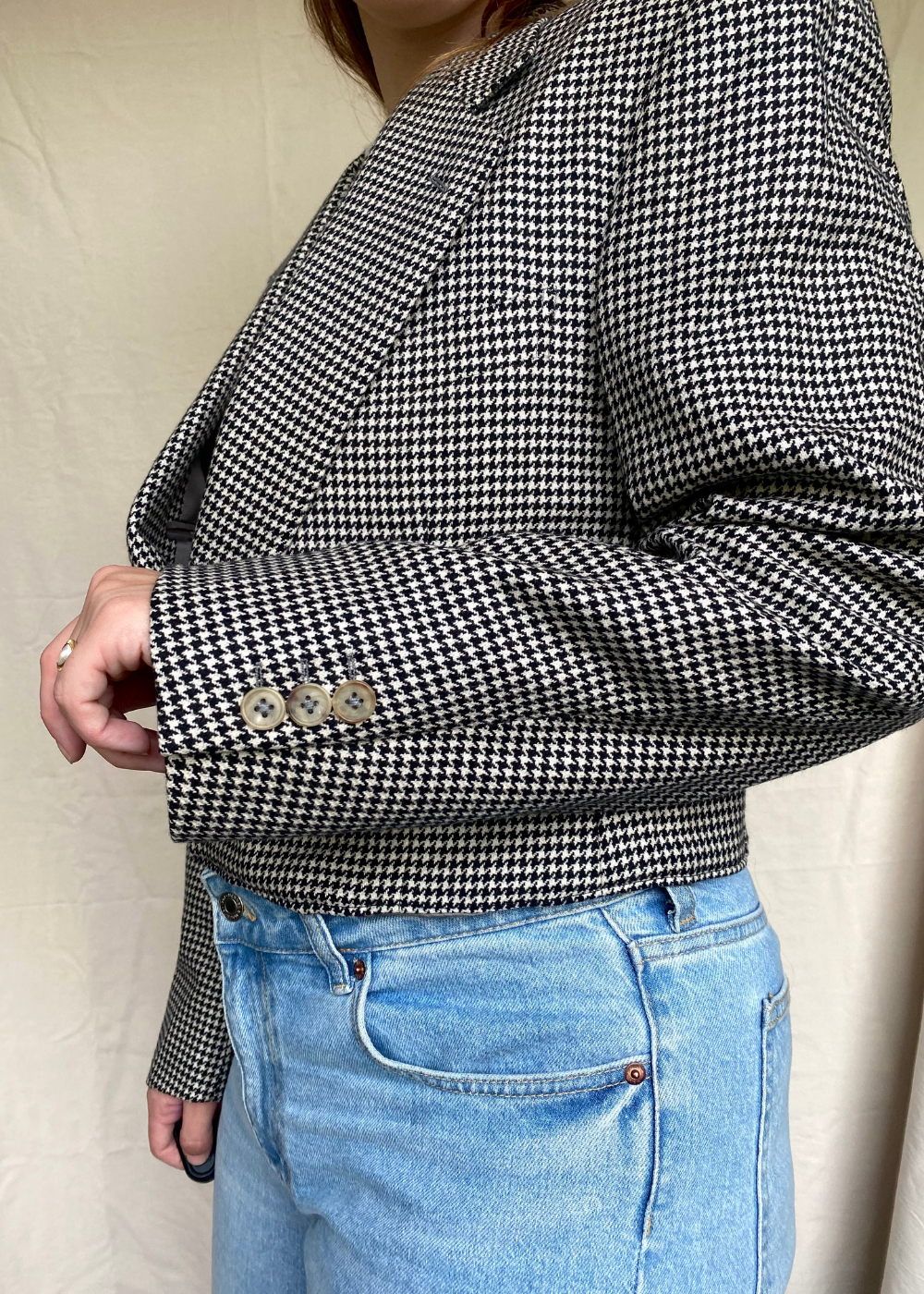 Remade - pied-de-poule zwart/wit blazer - maat L/XL