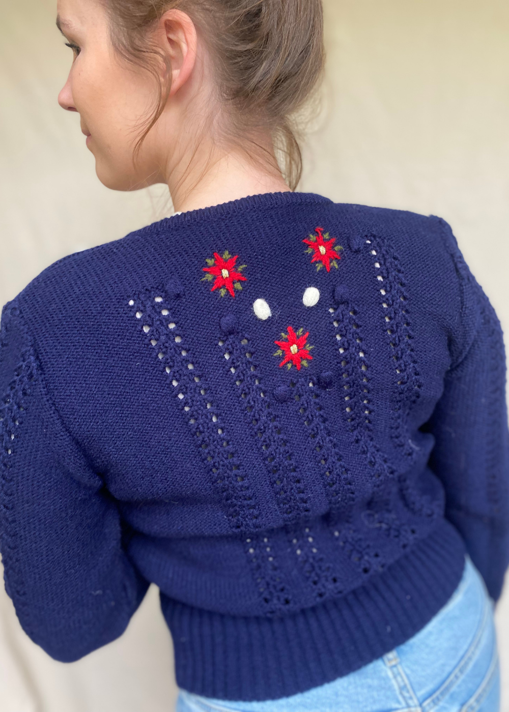 Donkerblauw vest met borduursel - maat S/M