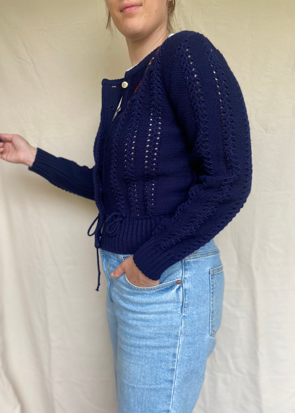 Donkerblauw vest met borduursel - maat S/M