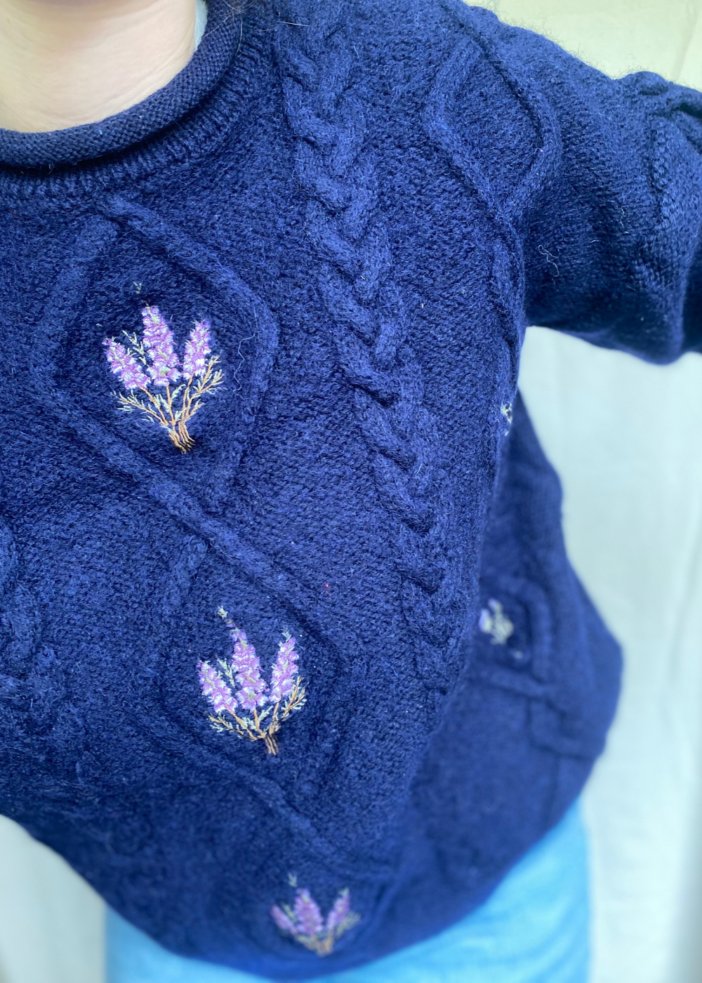 Wollen donkerblauwe dames trui - maat L/XL