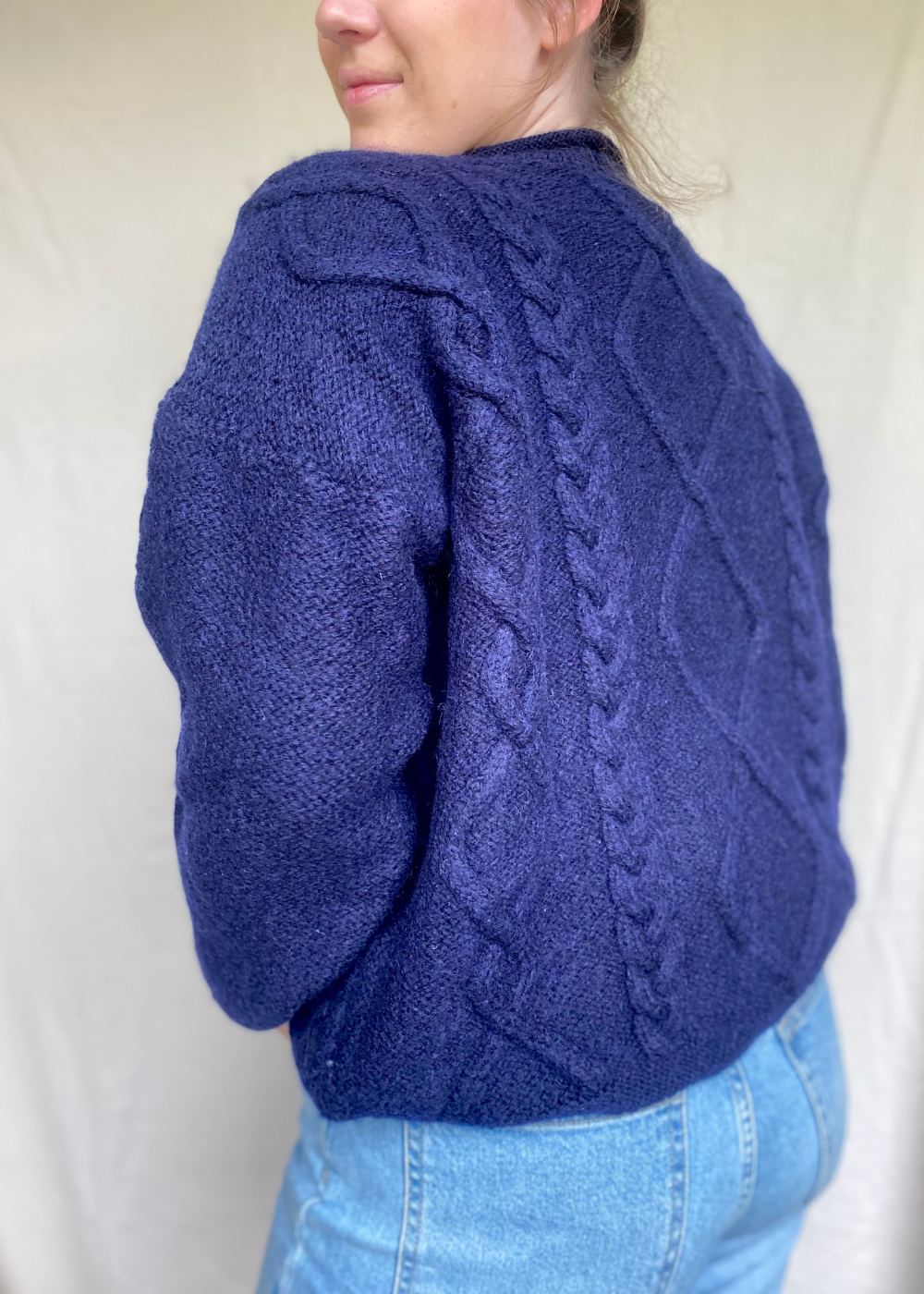 Wollen donkerblauwe dames trui - maat L/XL