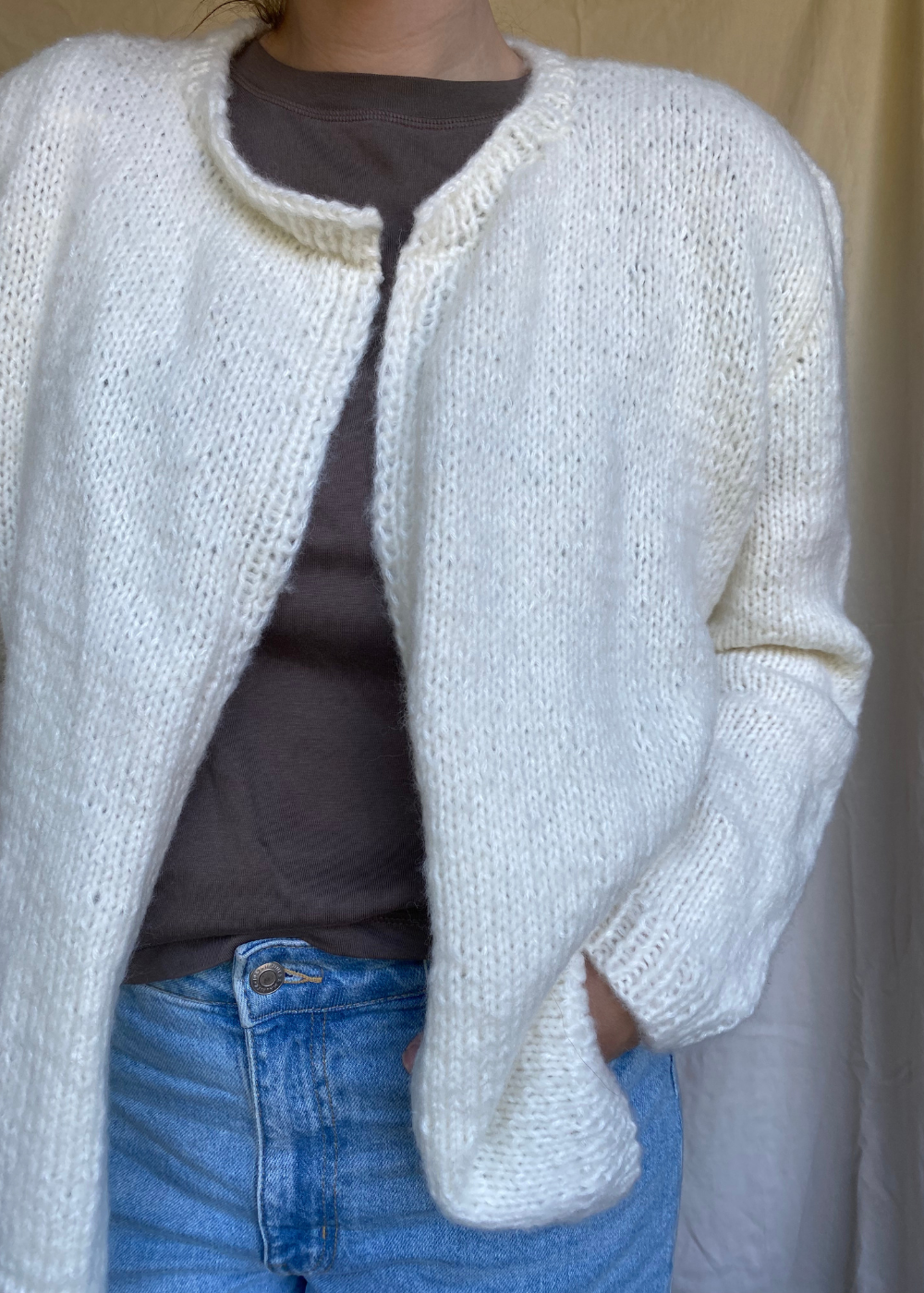 Creme wit handgebreid vest - maat M/L