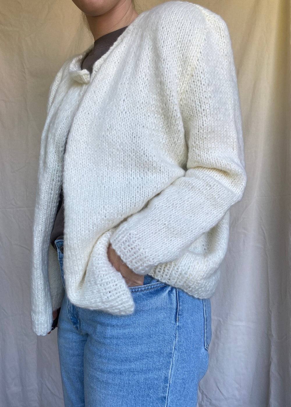 Creme wit handgebreid vest - maat M/L