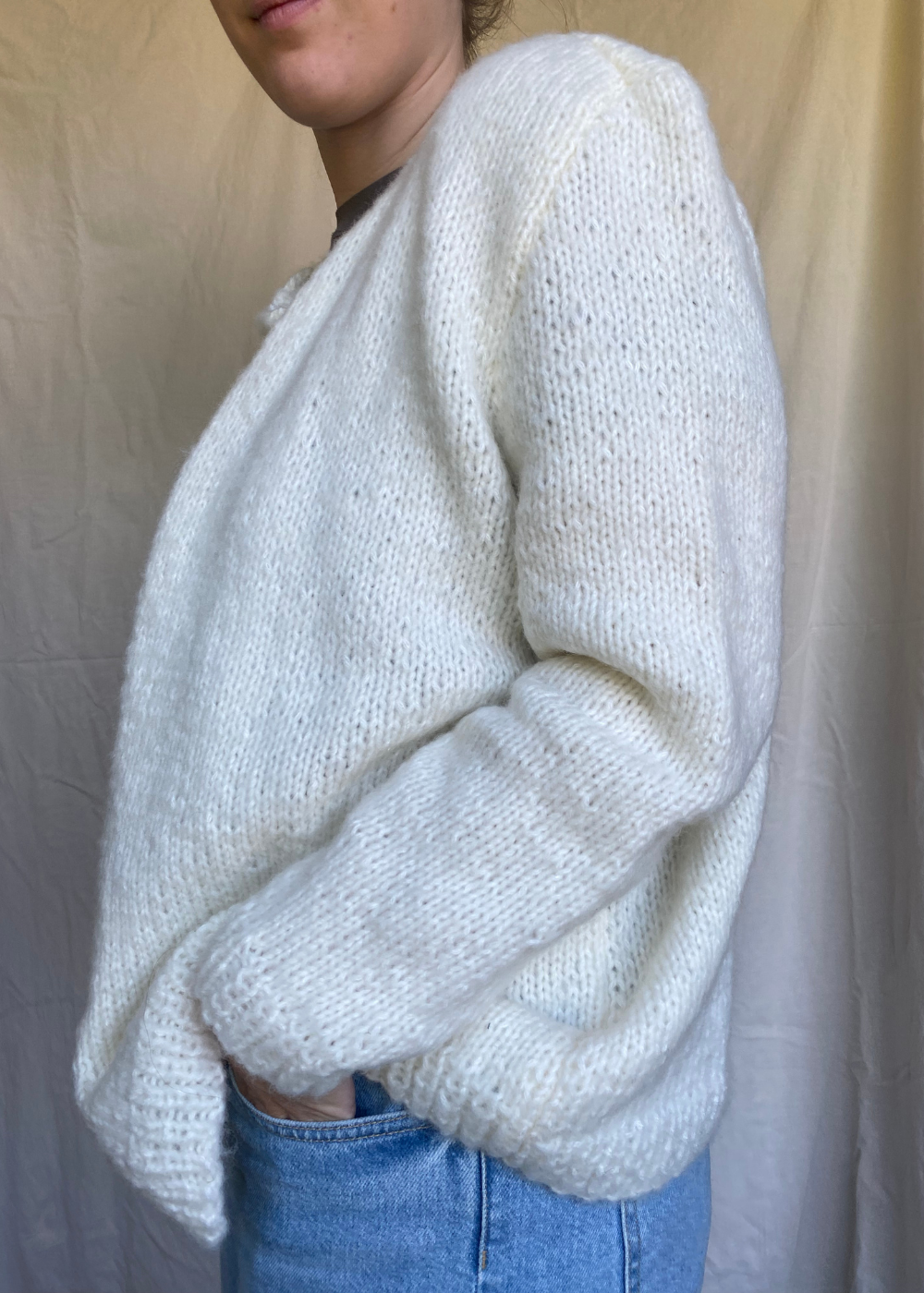 Creme wit handgebreid vest - maat M/L