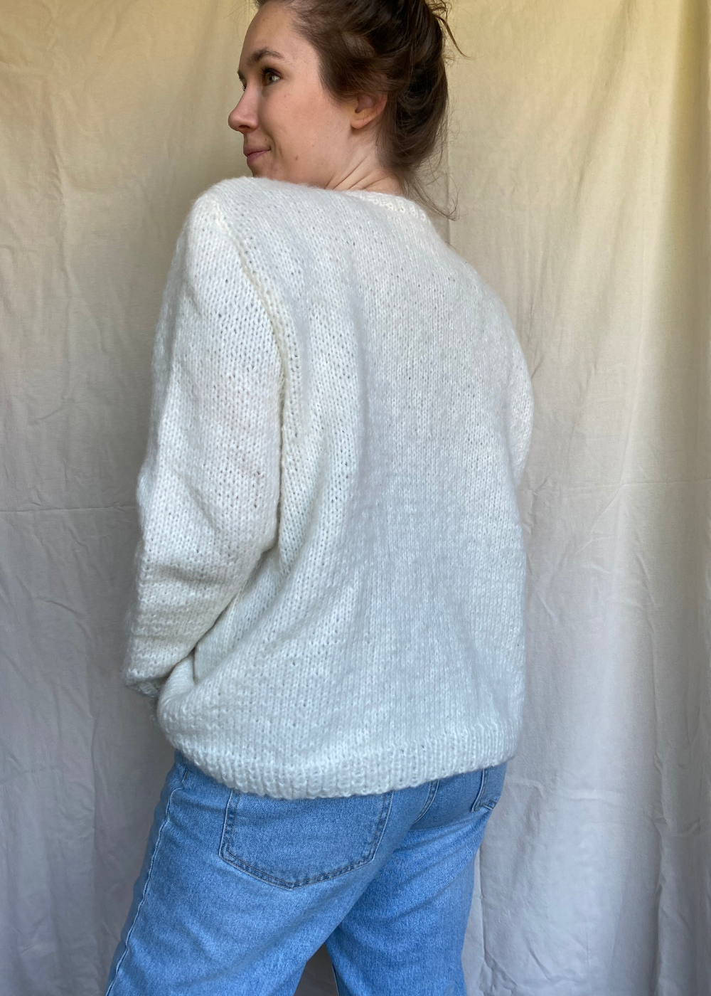 Creme wit handgebreid vest - maat M/L