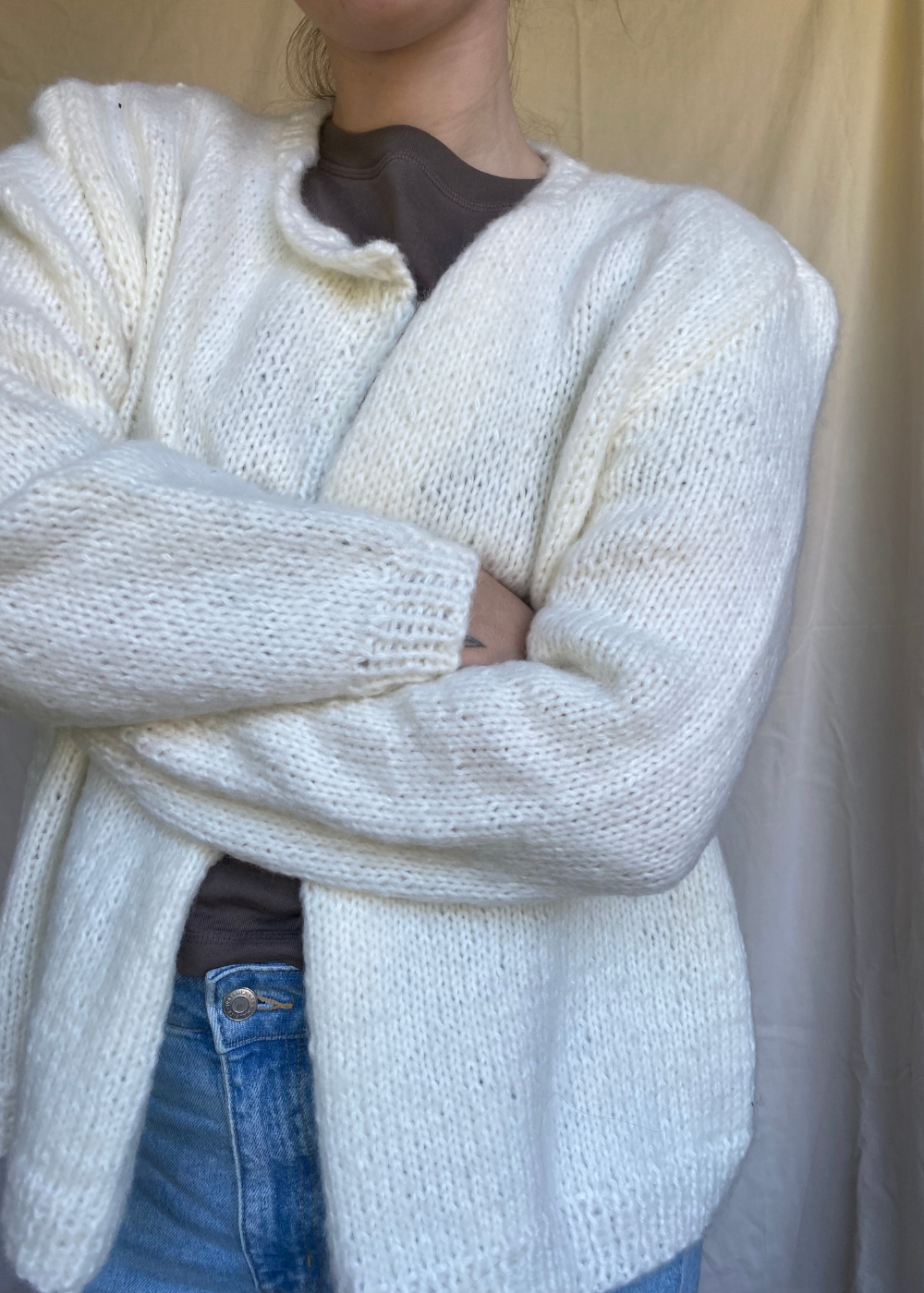 Creme wit handgebreid vest - maat M/L