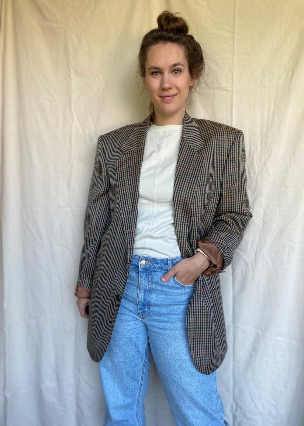 Geruiten print blazer - maat XL/XXL