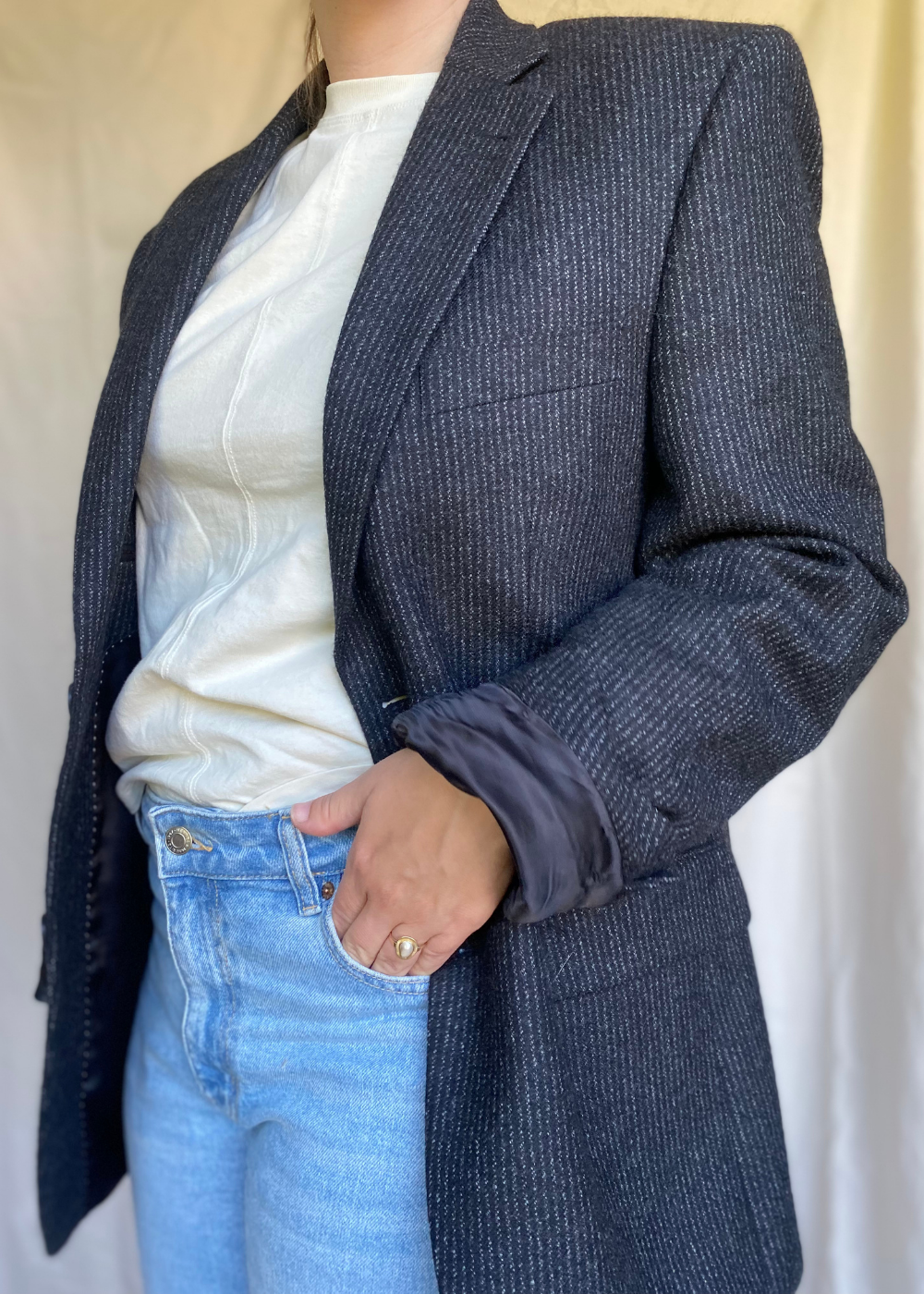 Tijdloze krijtstreep blazer - maat L