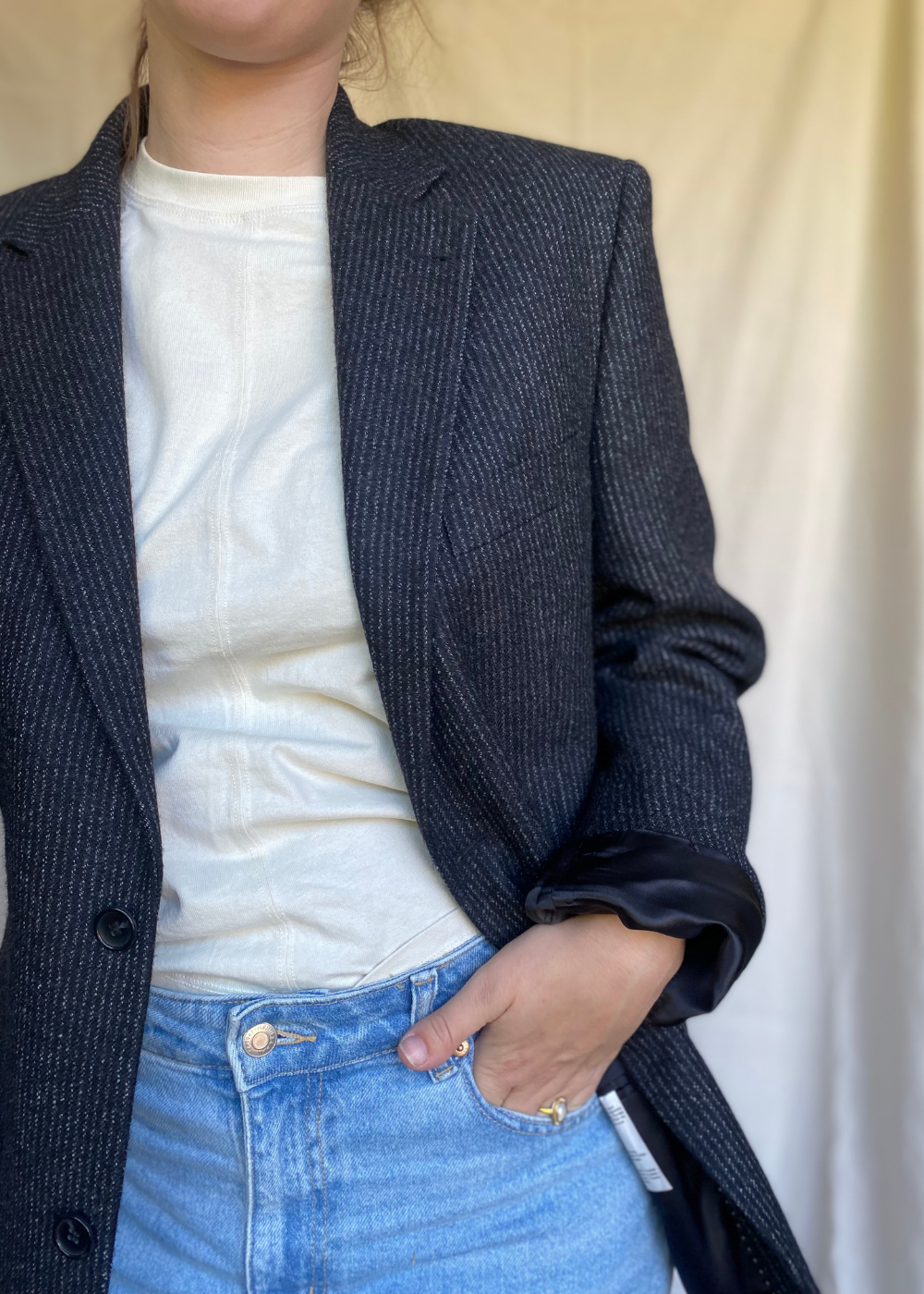 Tijdloze krijtstreep blazer - maat L