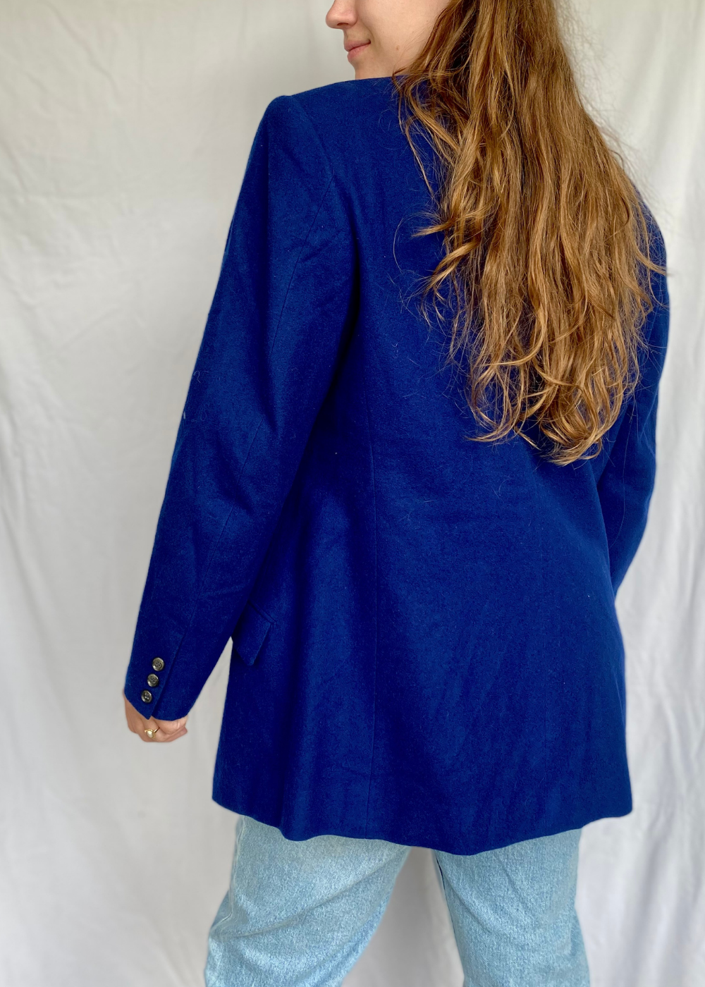 Royal blue wollen blazer - maat L/XL