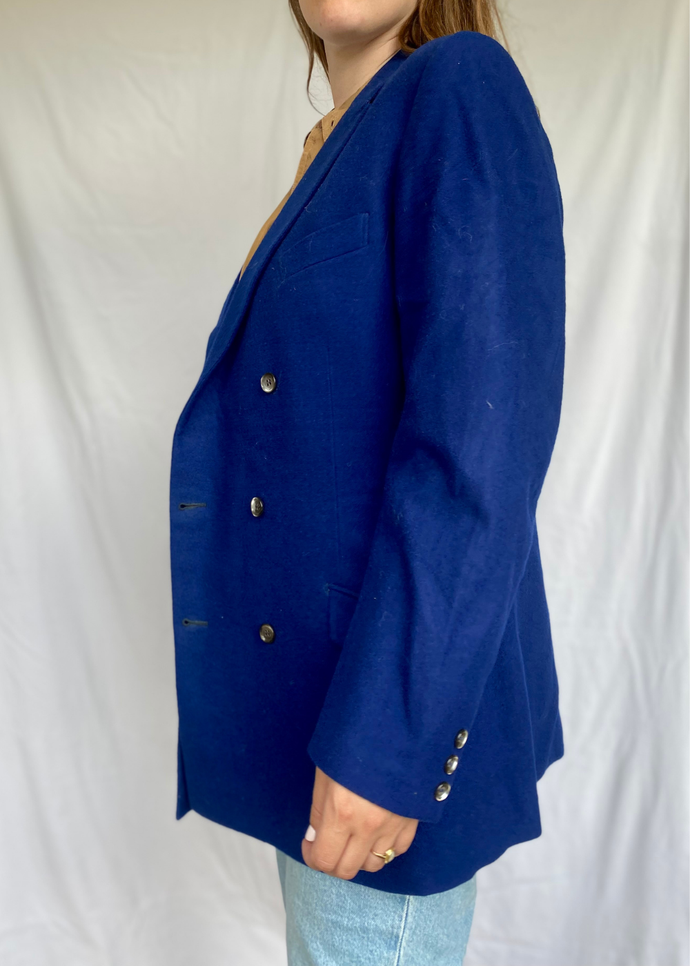 Royal blue wollen blazer - maat L/XL