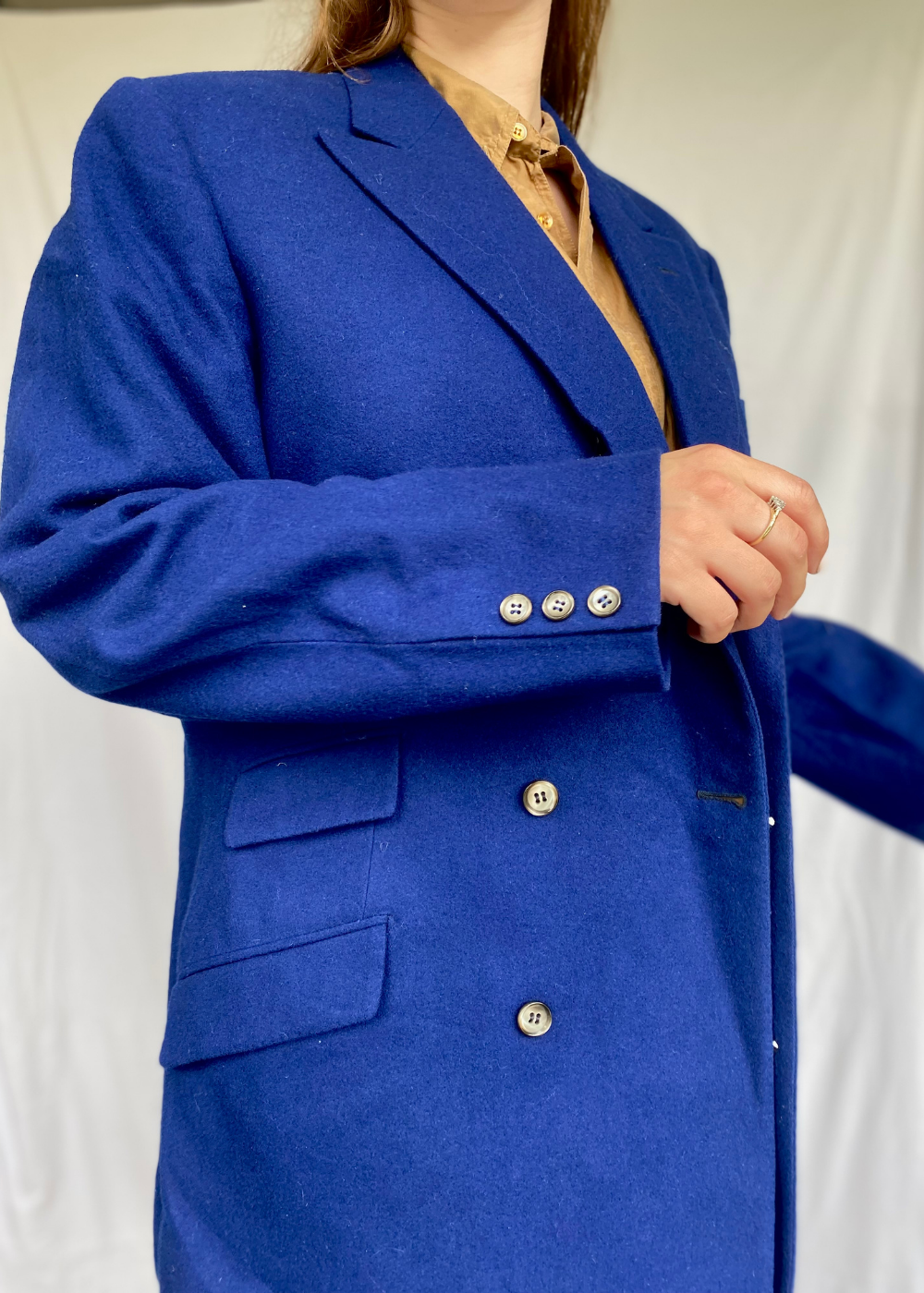 Royal blue wollen blazer - maat L/XL