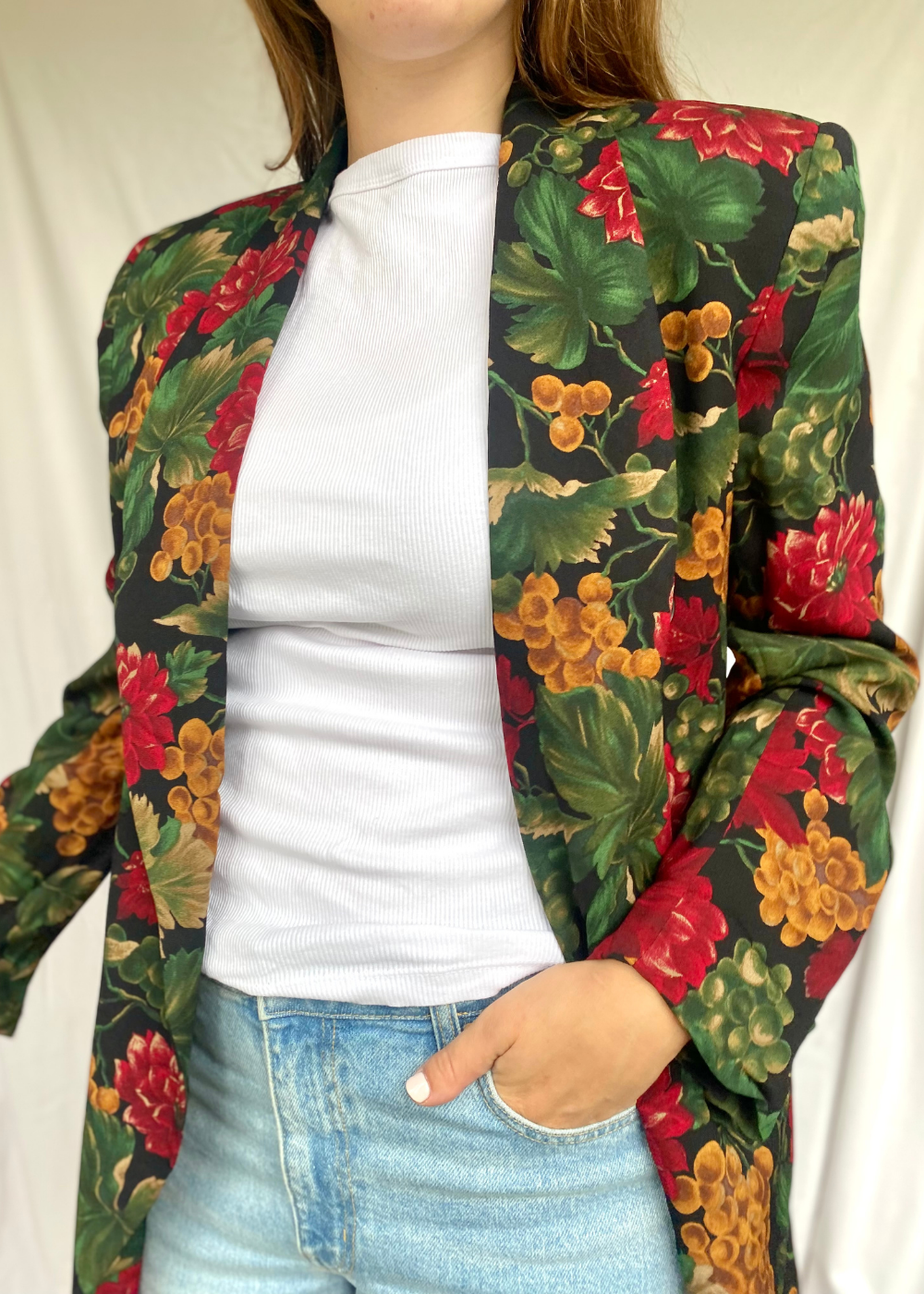 Dames bloemen blazer - maat L