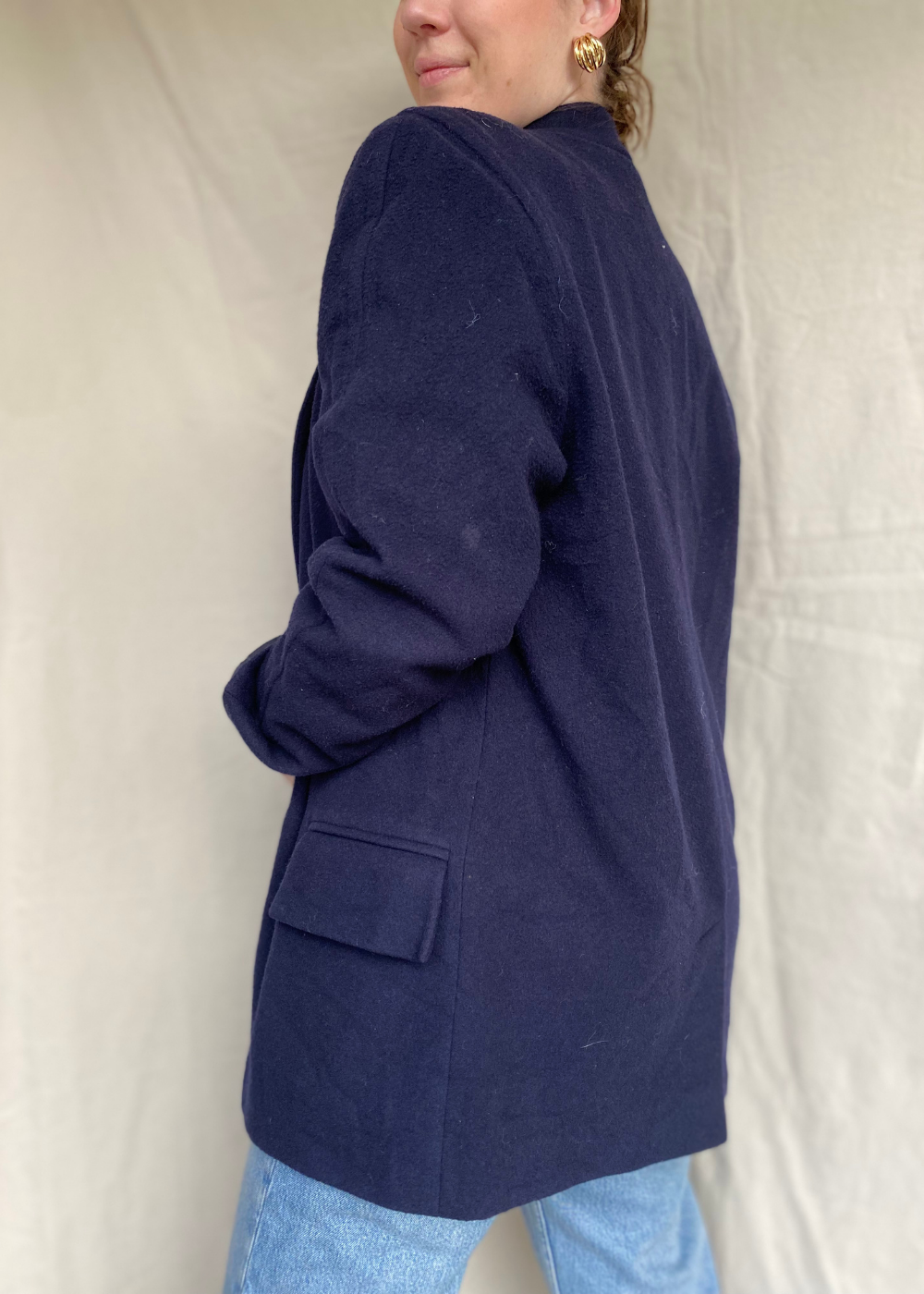 Donkerblauwe wollen blazer - maat M/L