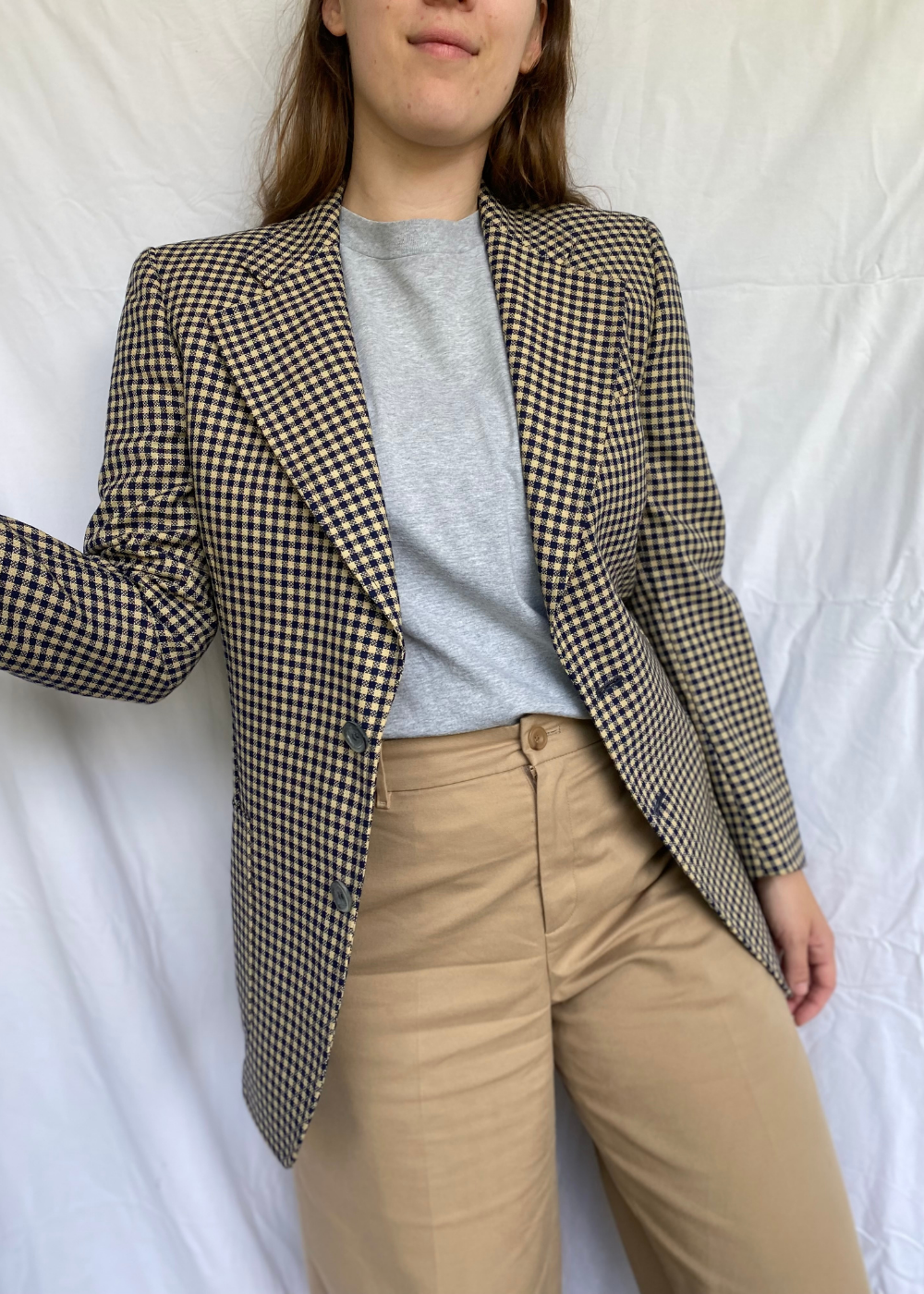 Katoenen geruiten dames blazer - maat M