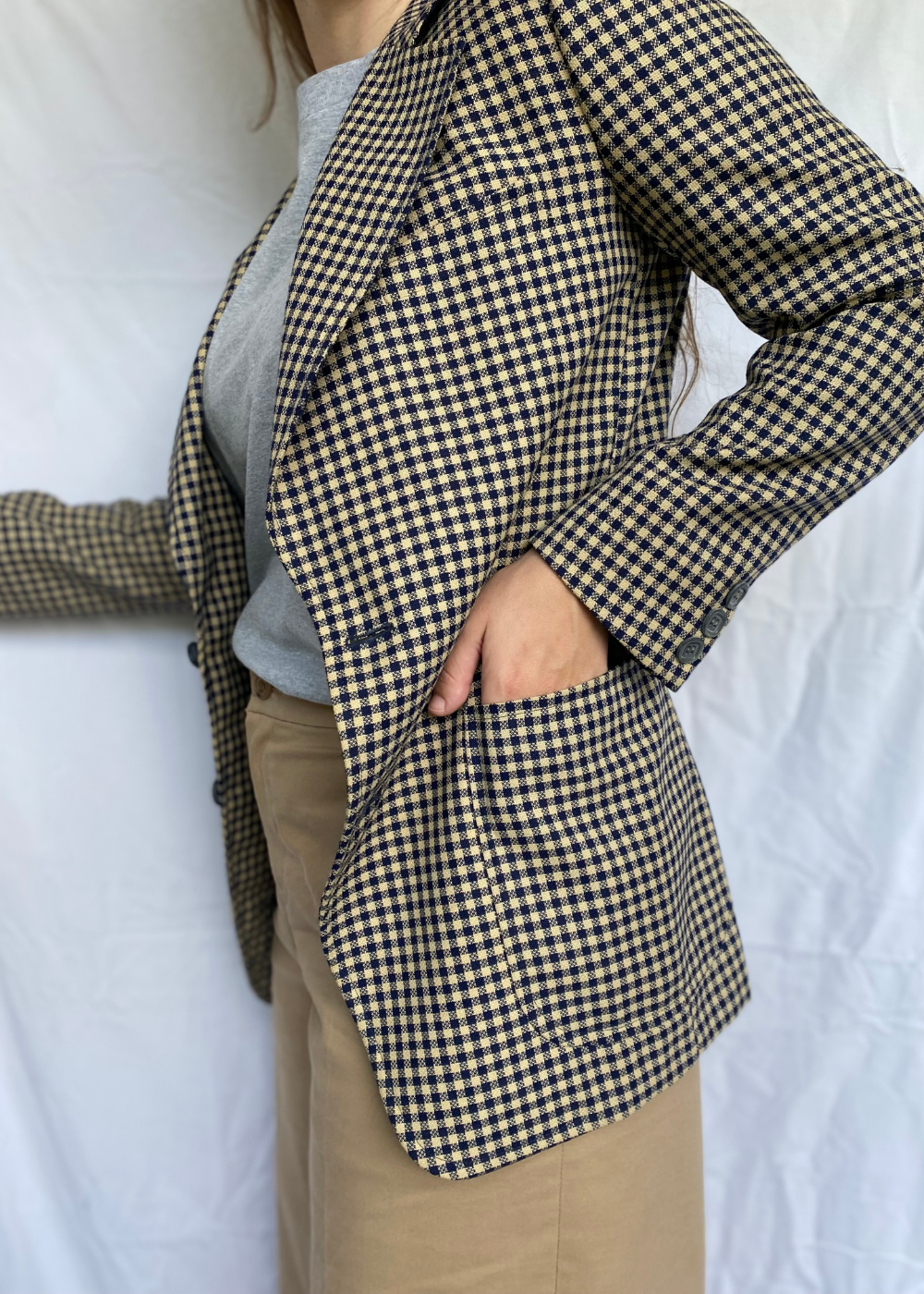 Katoenen geruiten dames blazer - maat M