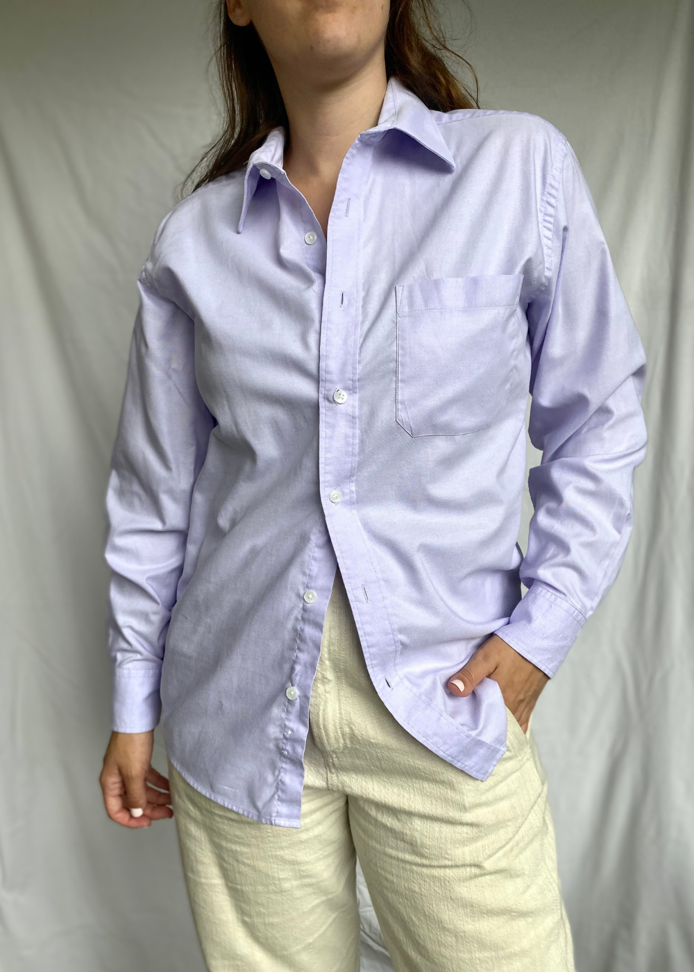Lila katoenen blouse - maat M/L