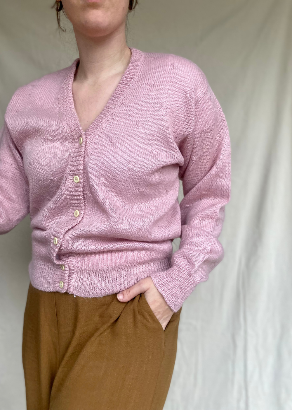 Poederroze wollen vest - maat M/L