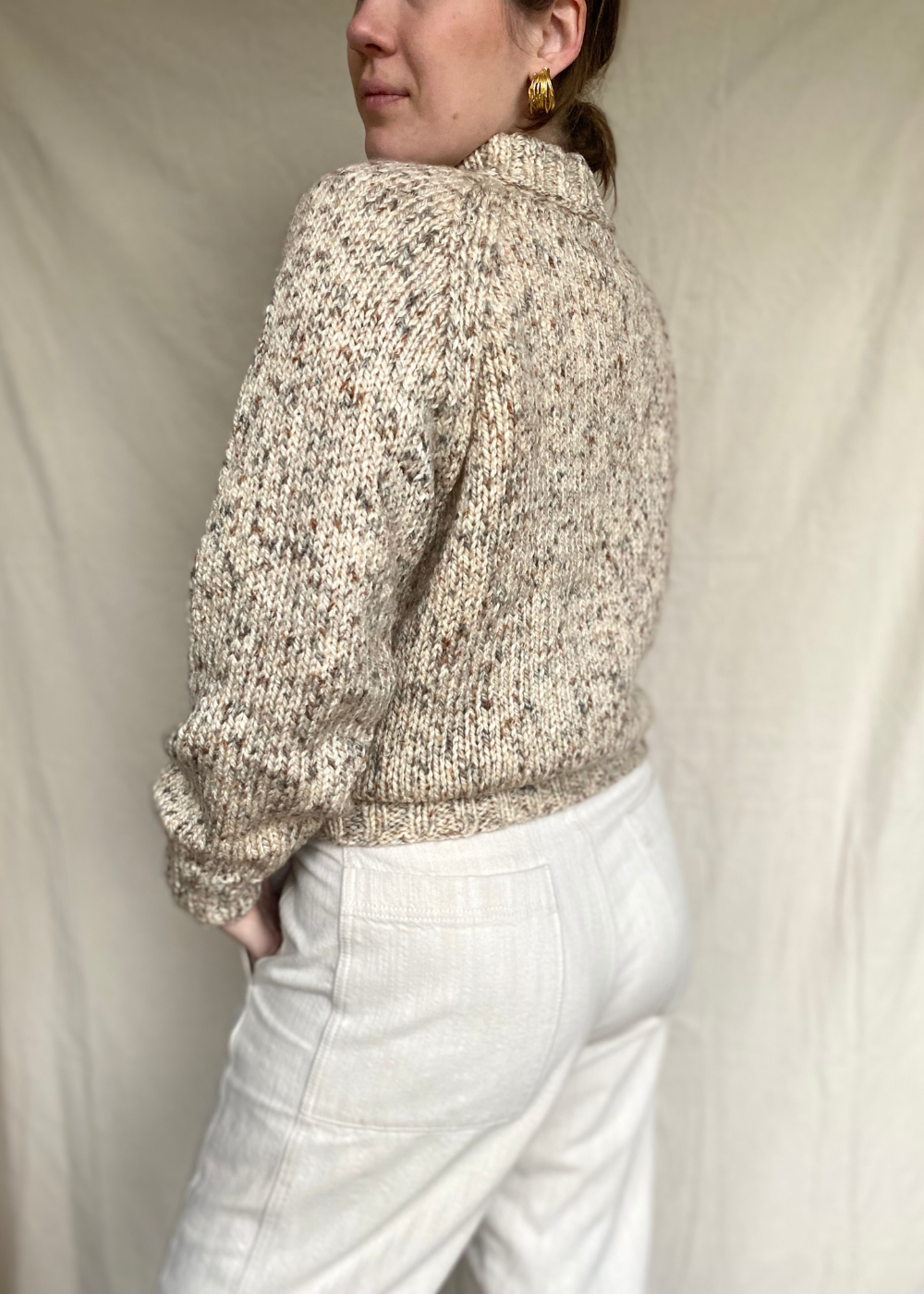 Beige/bruine gebreide trui - maat M/L