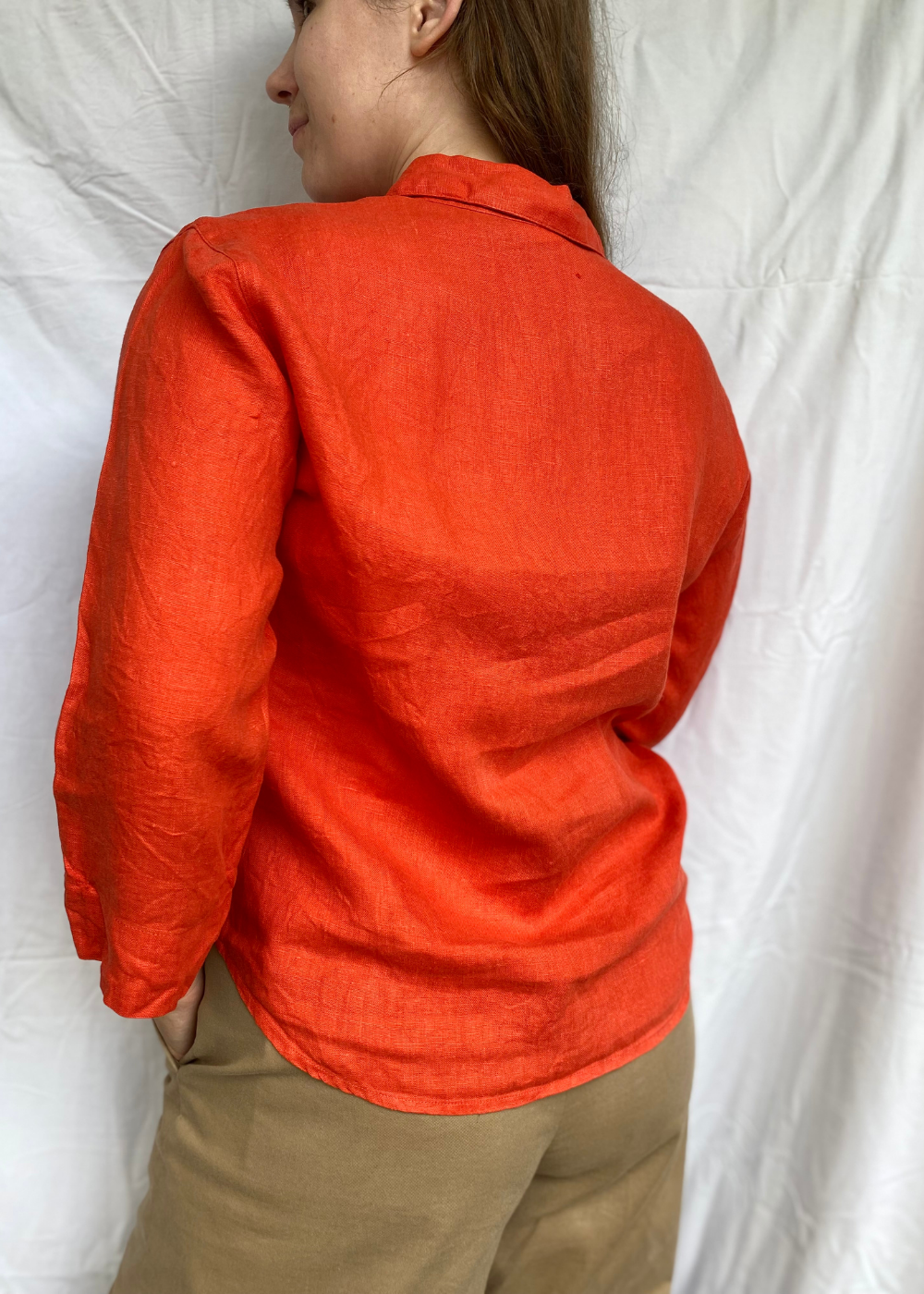 Rood linnen blouse - maat M/L